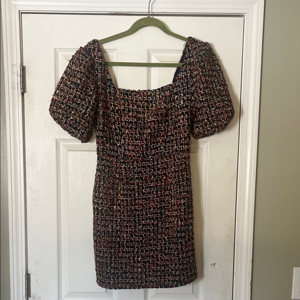 Pink Lily Multicolor Tweed Mini Dress